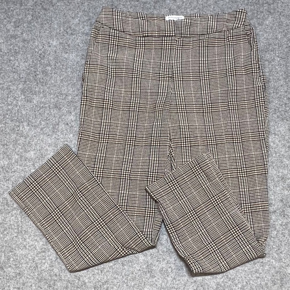 Carolina Belle Montreal Brown Plaid Straight Leg Trousers Size 8